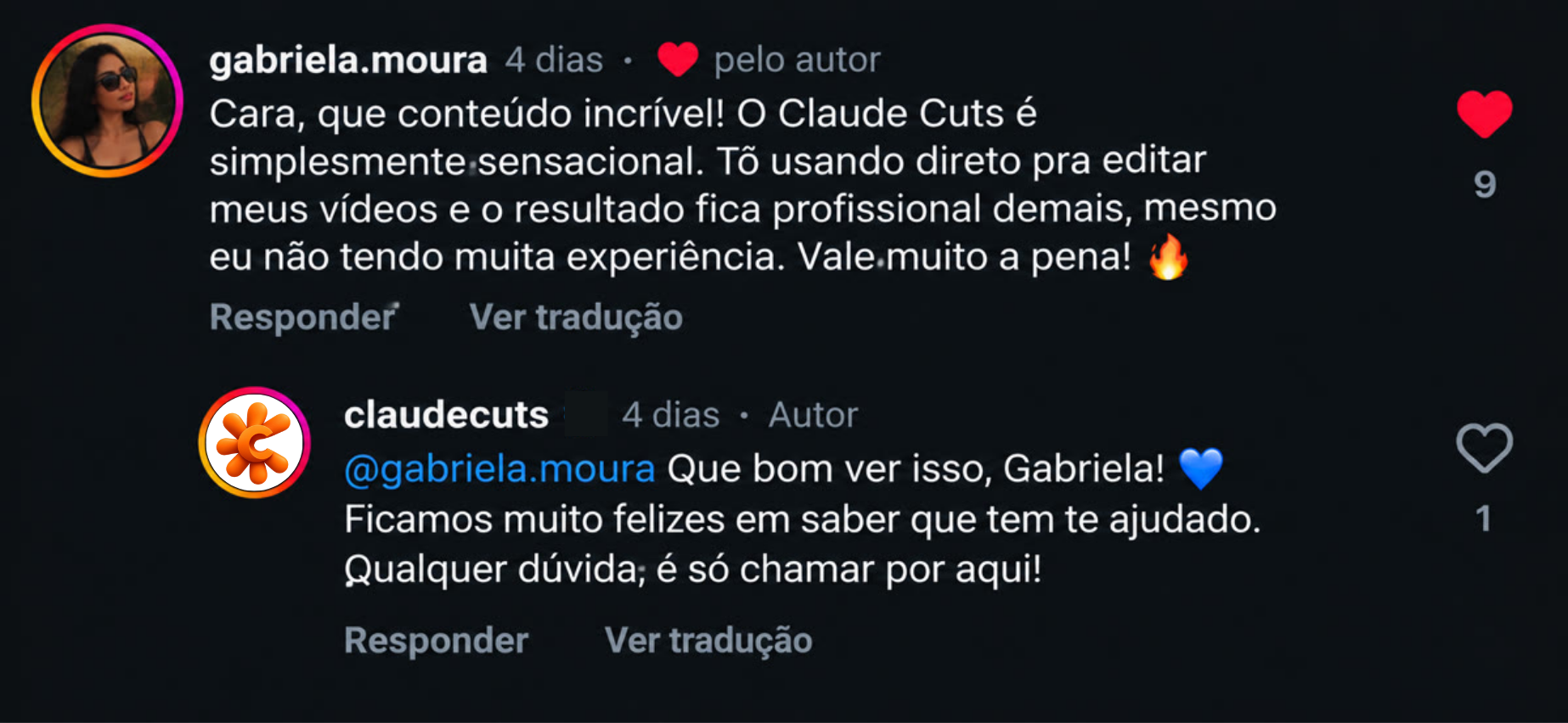 Comentário da aluna gabriela.moura sobre o ClaudeCuts
